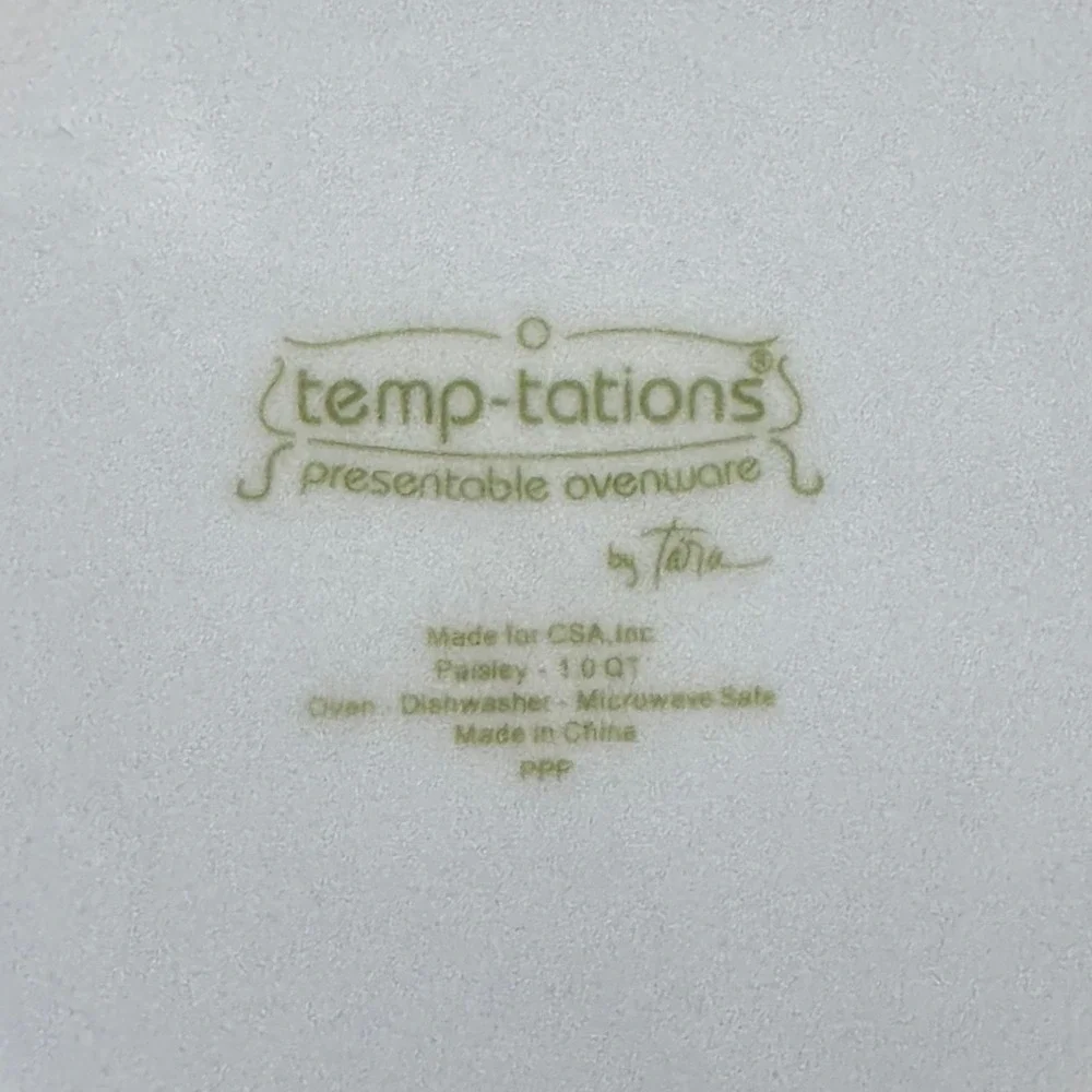 Temp-tations by Tara Paisley Ceramic Casserole Set 2.5QT 1QT Cream Black 5pc